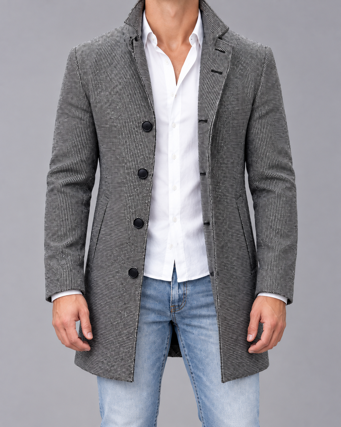 Men's Slim Fit Wool Overcoat | Formal Long Winter Coat