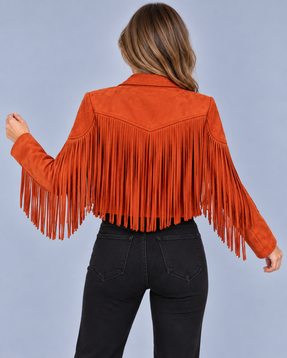 Women's Soft Suede Cropped Biker Jacket | Stylish Fringe Detail