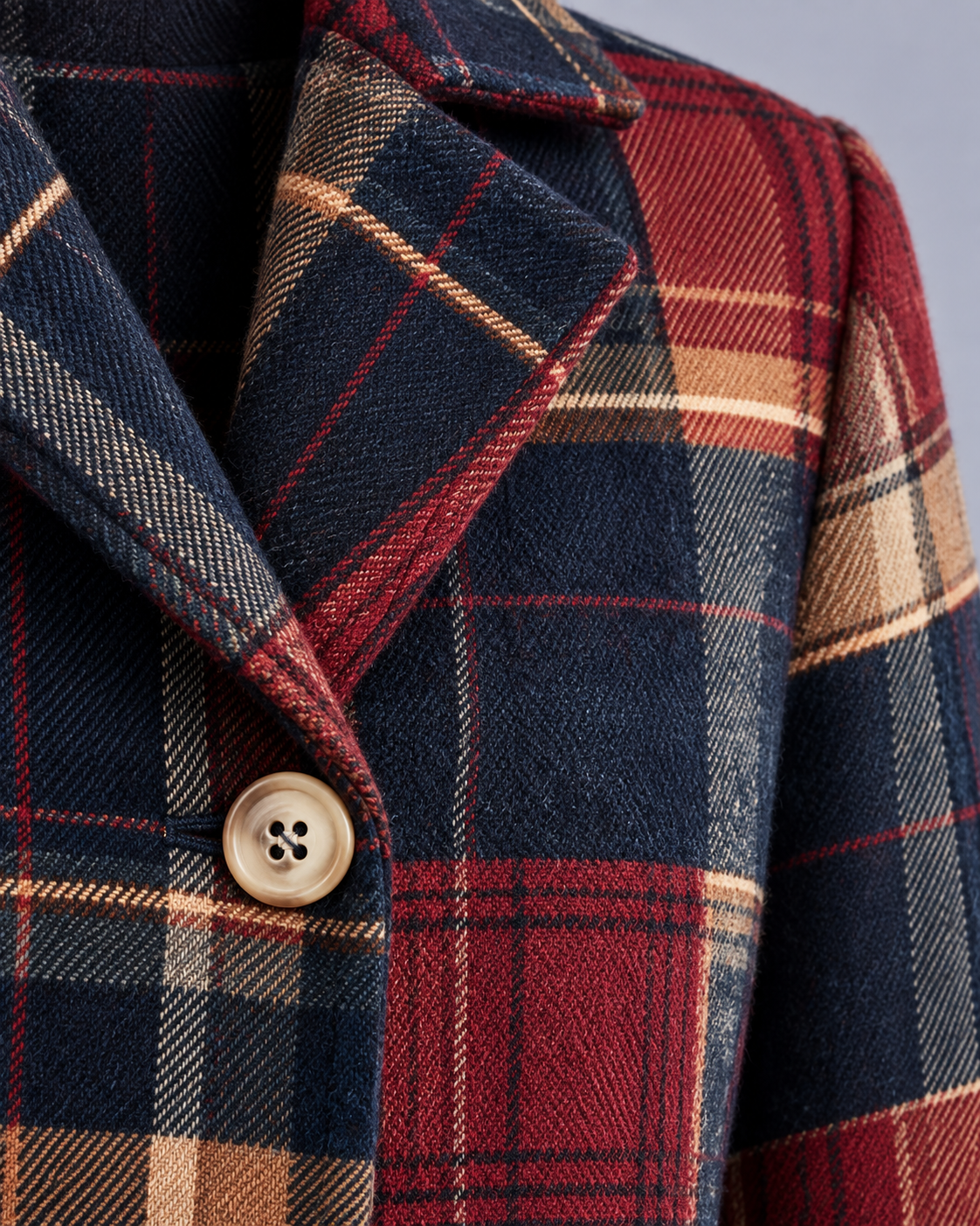 Women's Wool Patchwork Plaid Jacket | Single-Breasted Autumn Coat
