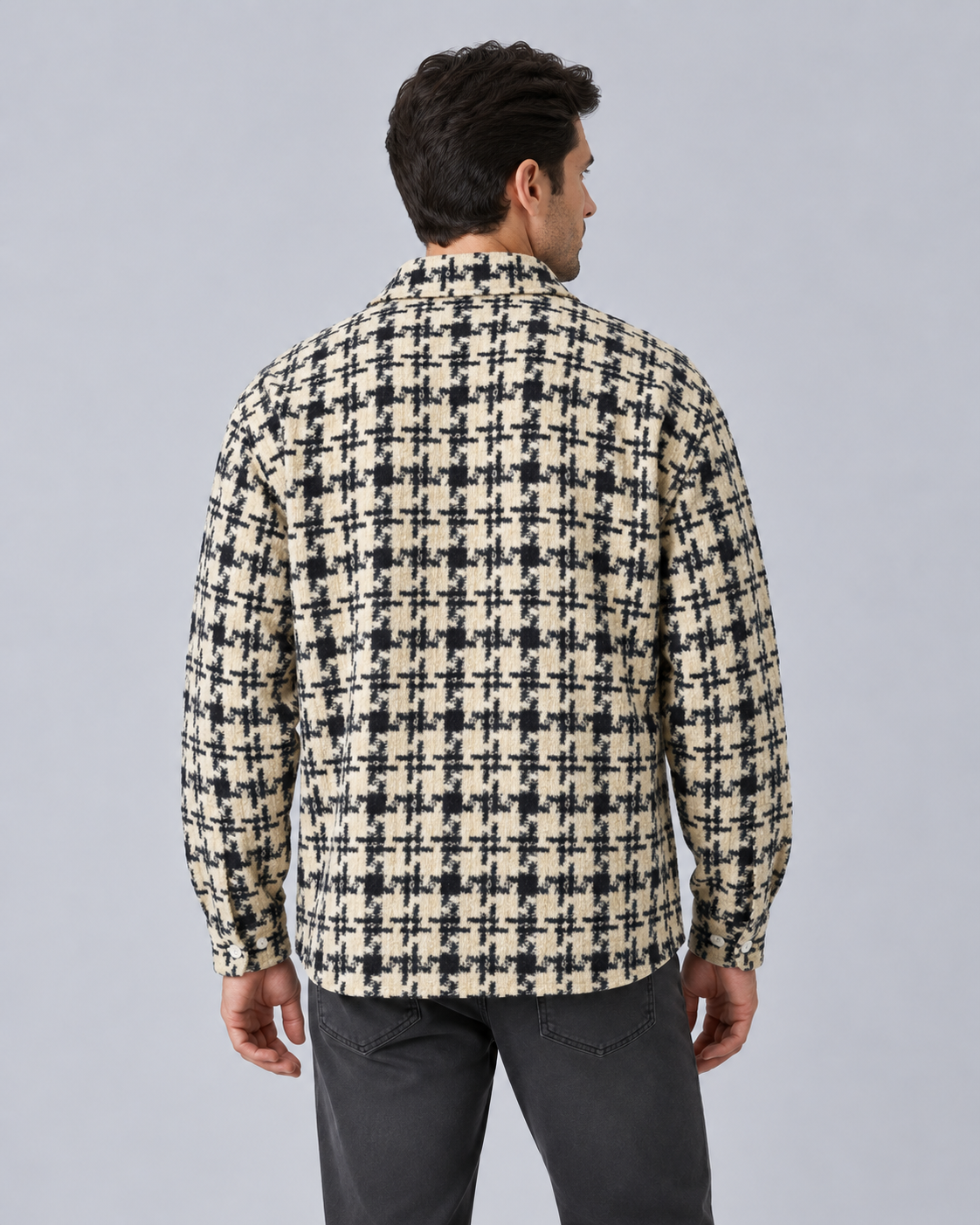 Men's Patterned Overshirt | Button-Up Streetwear Shirt Jacket