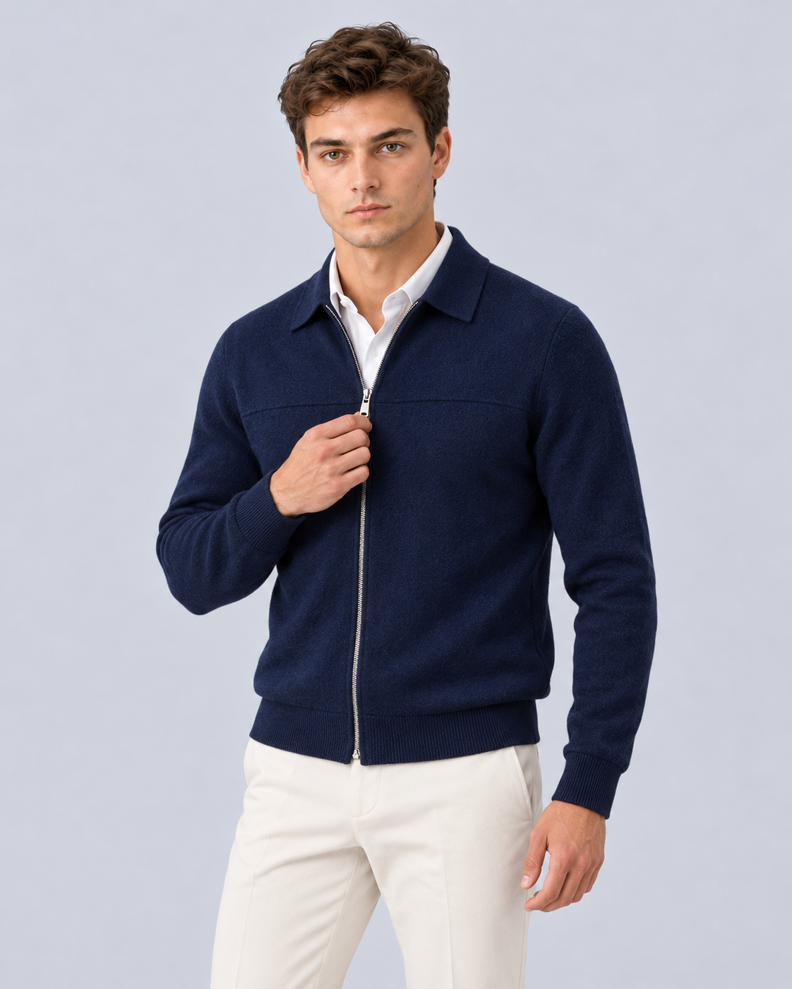 Men's Full-Zip Knitted Cardigan | Tailored Fit Sweater