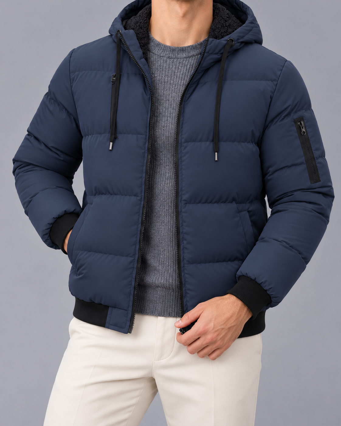 Men's Quilted Puffer Jacket | Padded Winter Coat with Hood