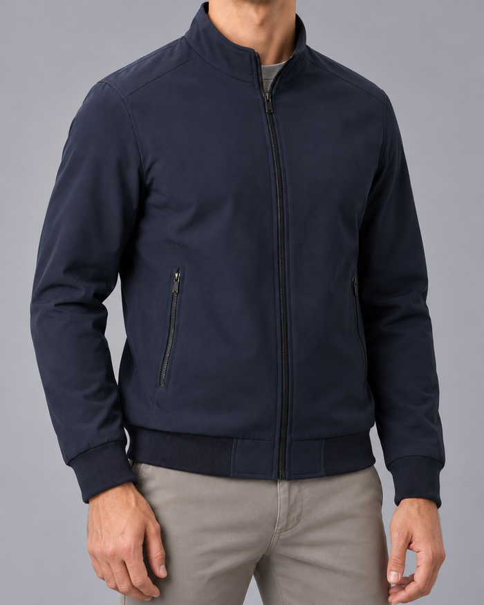 Men’s Quilted Lined Stand Collar Jacket