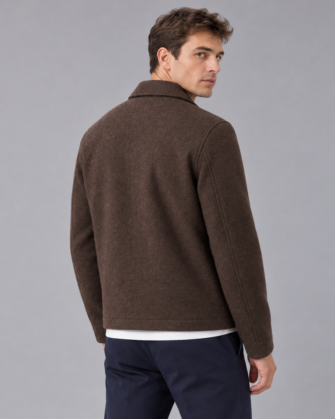 Men's Wool Jacket with Zip Fastening