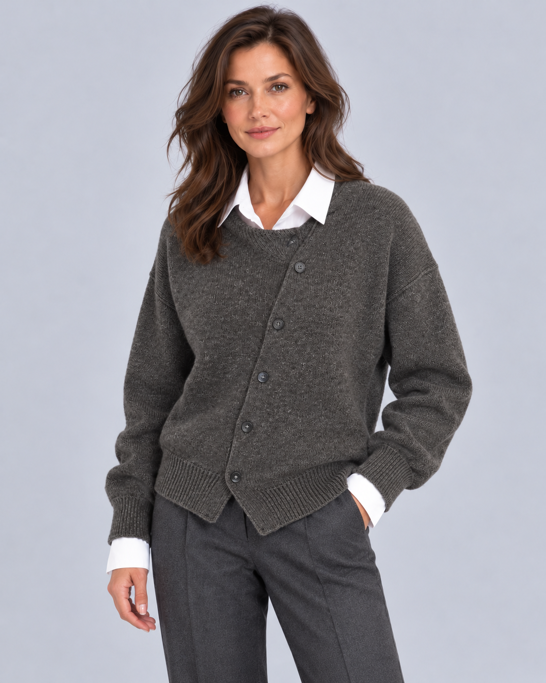 Women's Cashmere Sweater | Knitted Pullover with Front Buttons