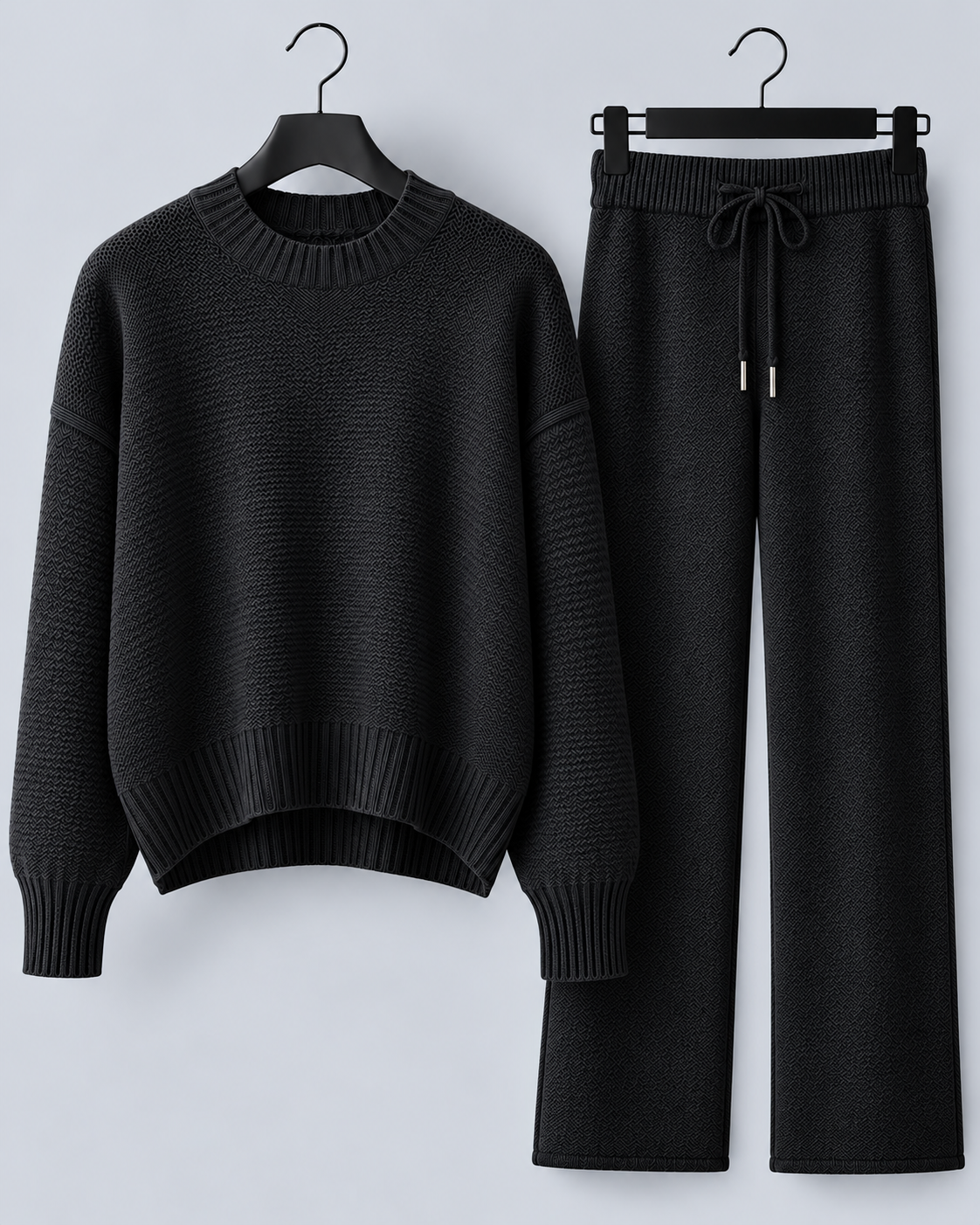 Women's Knitted Lounge Set with Wide-Leg Trousers