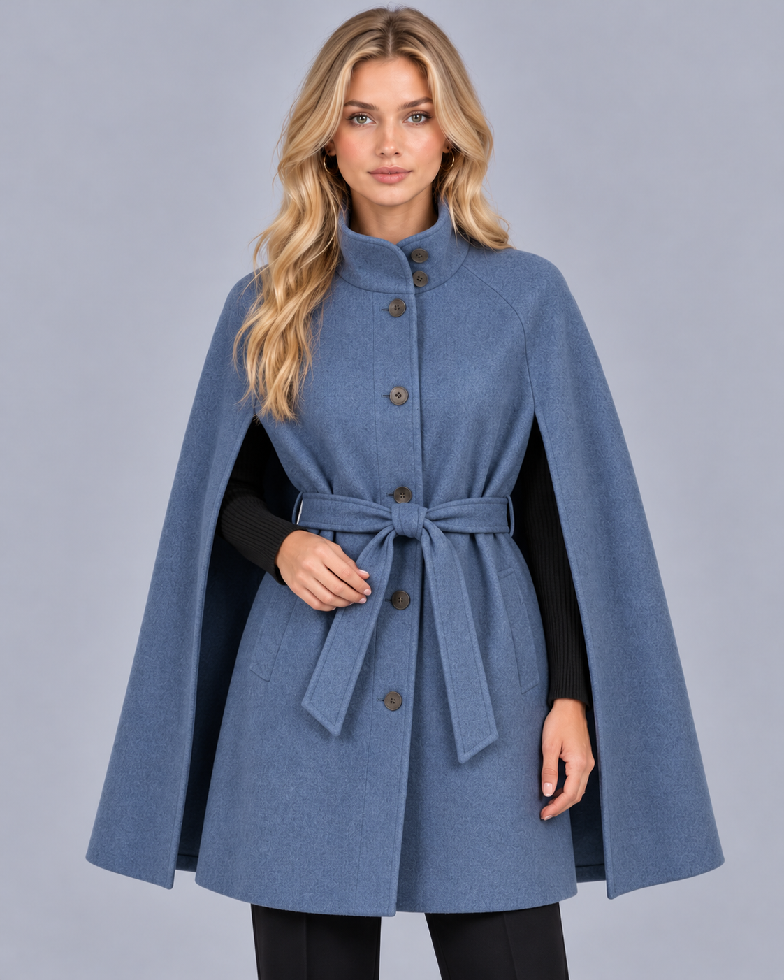 Women's Wool-Look Belted Cape Coat