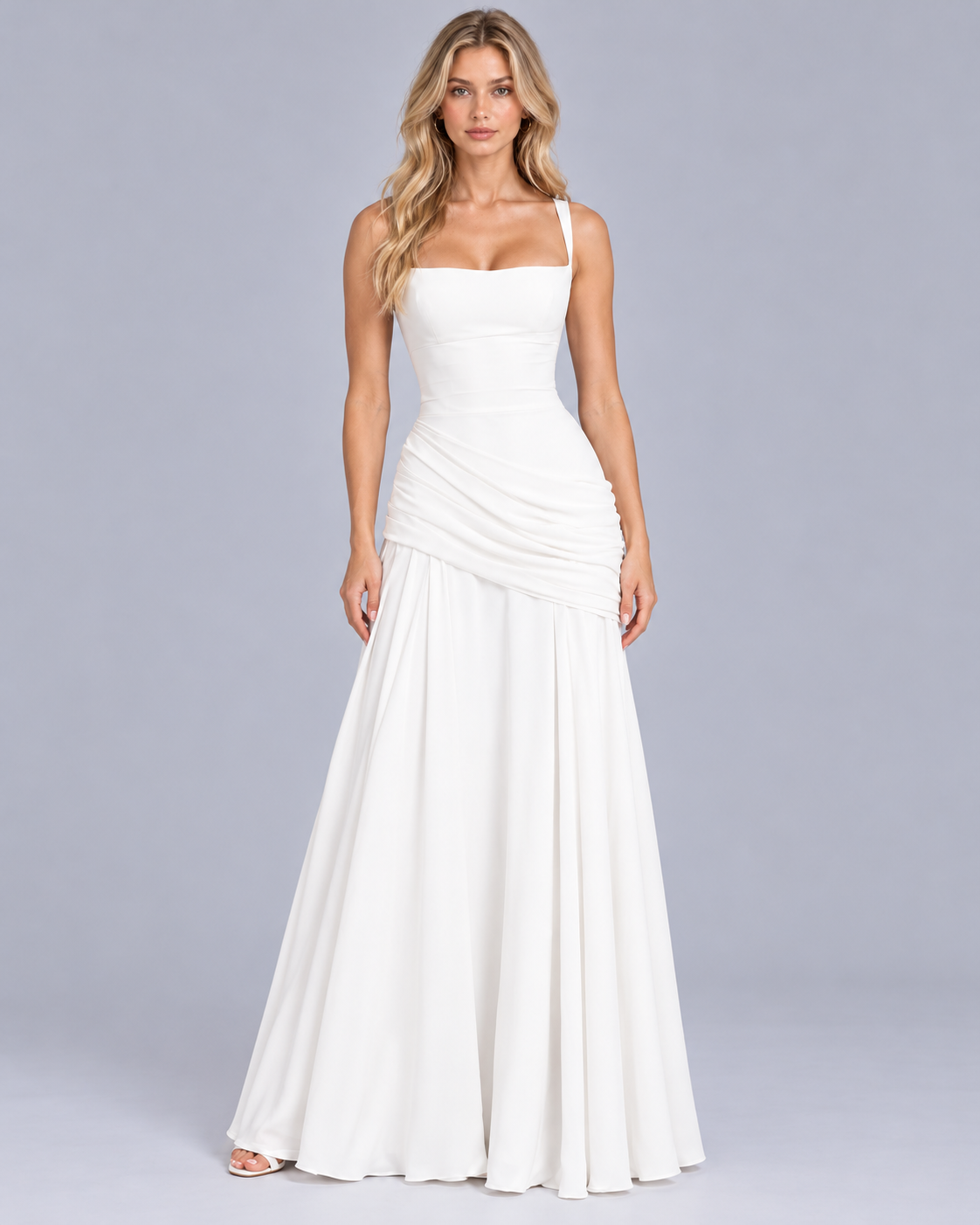Women's Corset Maxi Dress with Draped Hip