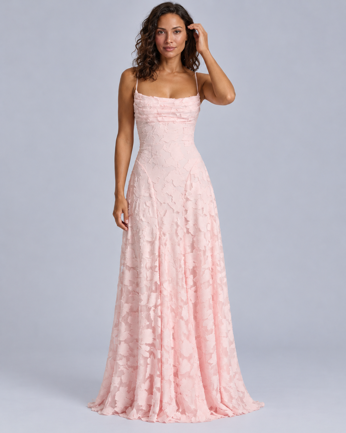 Women's Lace Maxi Dress with Structured Bodice