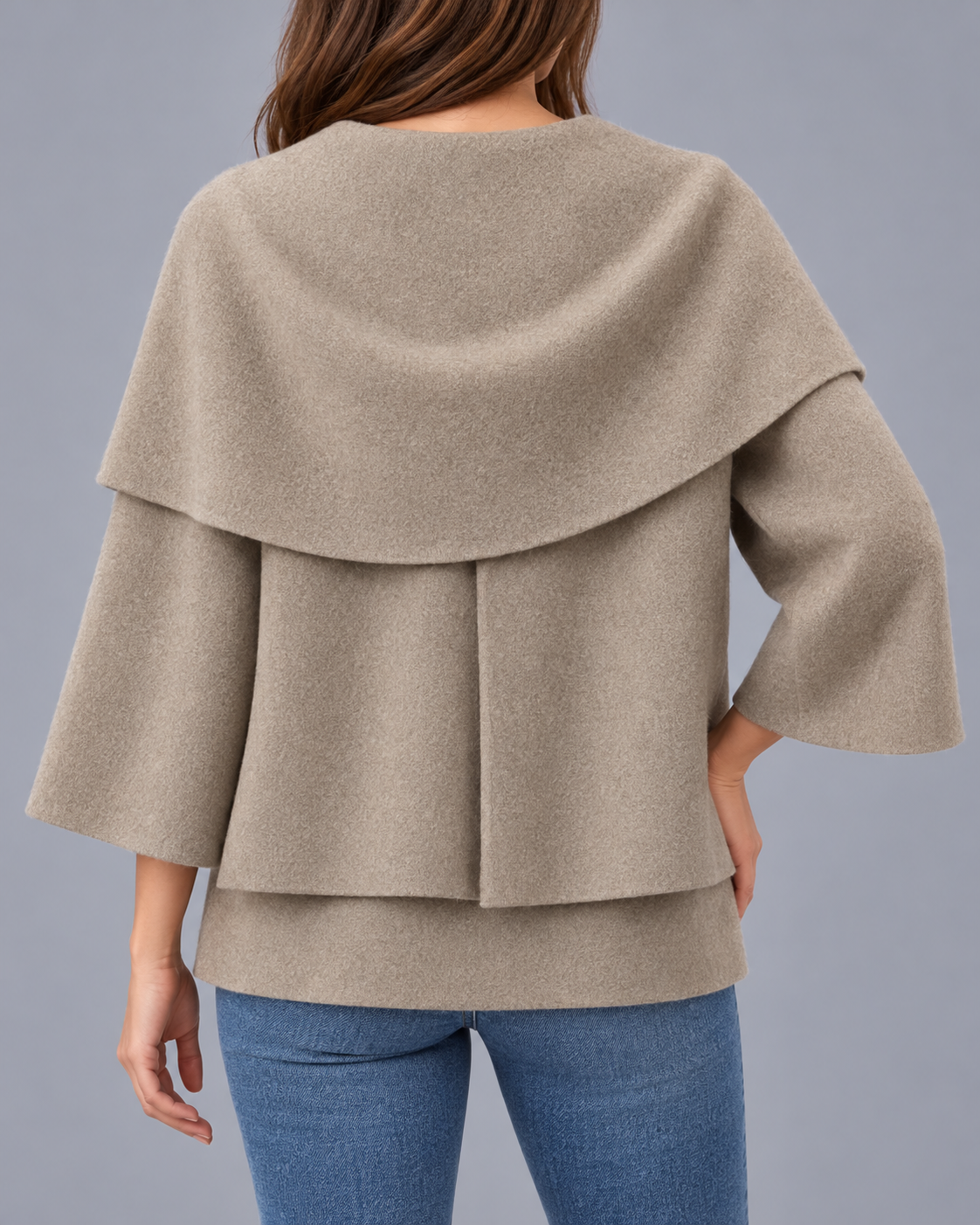 Women's Cape Collar Scarf Coat | Pullover Jacket with Raglan Sleeves
