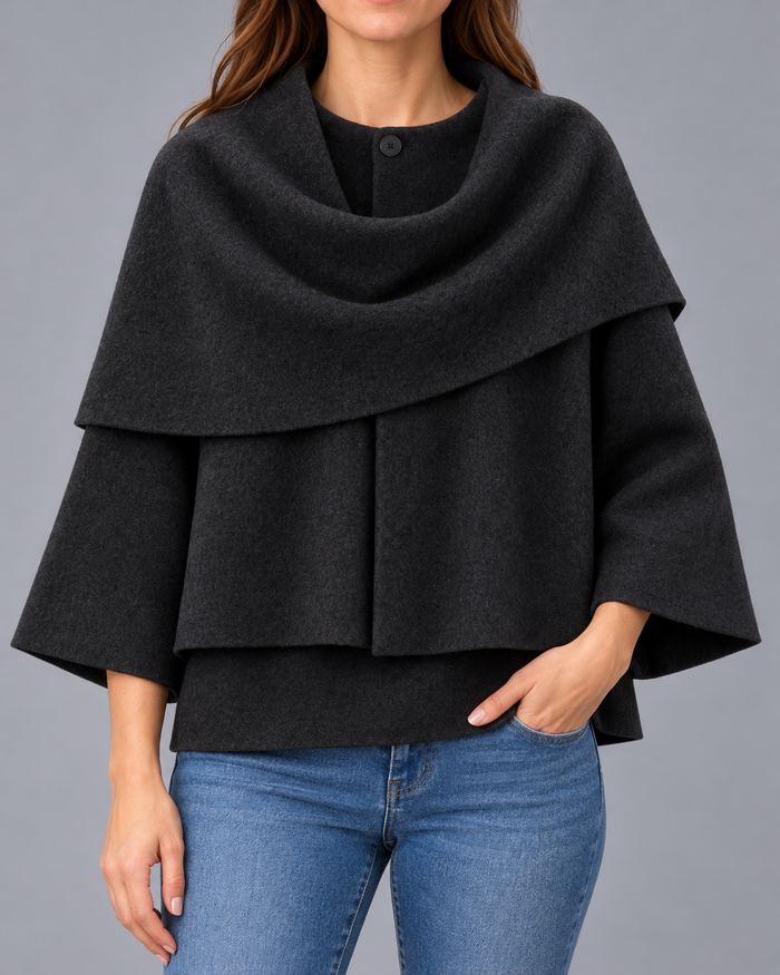 Women's Cape Collar Scarf Coat | Pullover Jacket with Raglan Sleeves