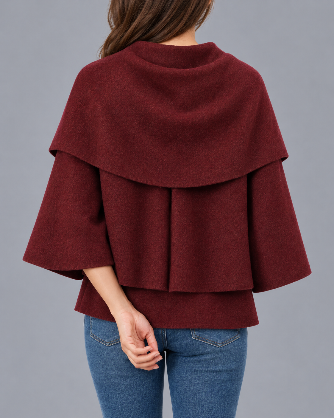 Women's Cape Collar Scarf Coat | Pullover Jacket with Raglan Sleeves