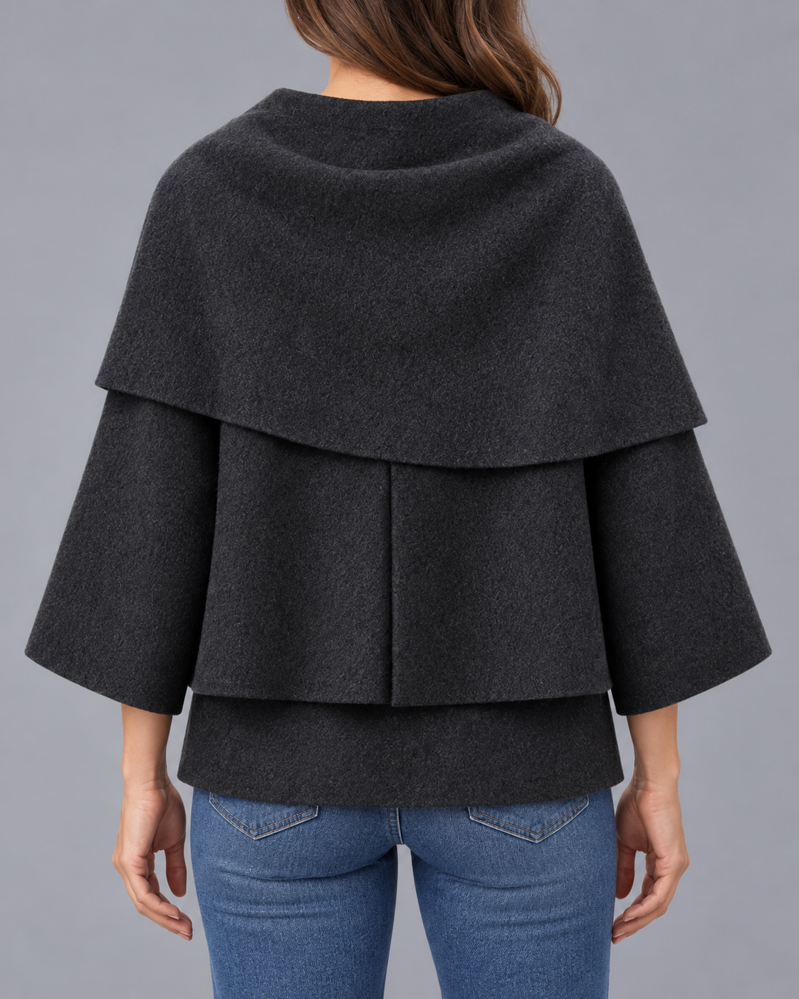 Women's Cape Collar Scarf Coat | Pullover Jacket with Raglan Sleeves