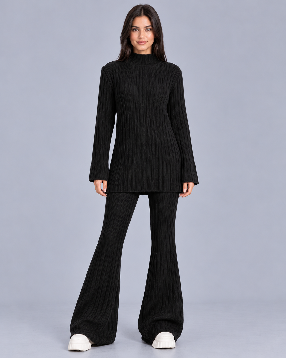 Women's Ribbed Knit Co-Ord Trouser Set