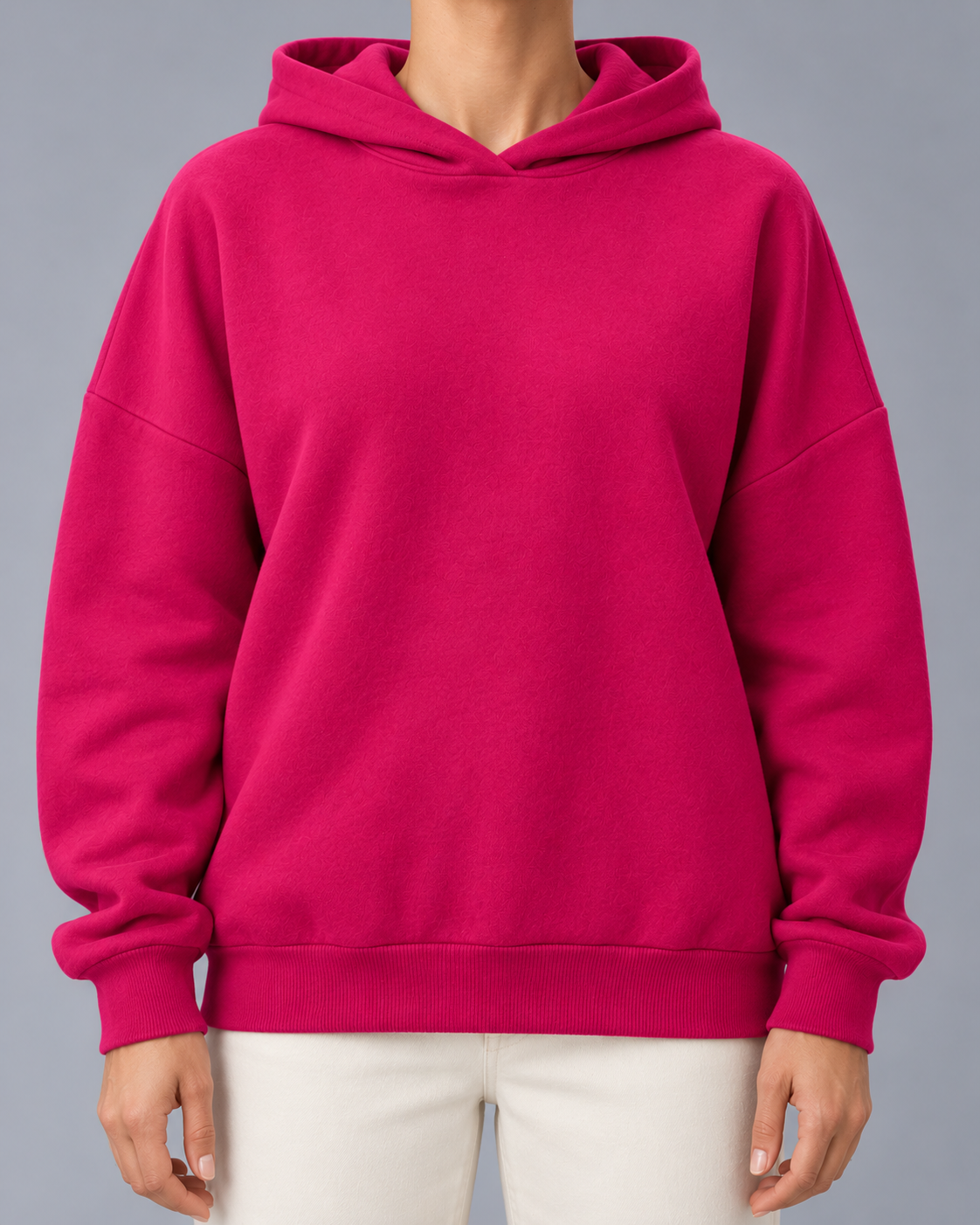 Women's Cotton Blend Fleece Hoodie with Dropped Shoulders