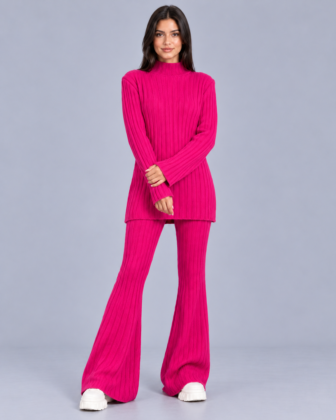 Women's Ribbed Knit Co-Ord Trouser Set