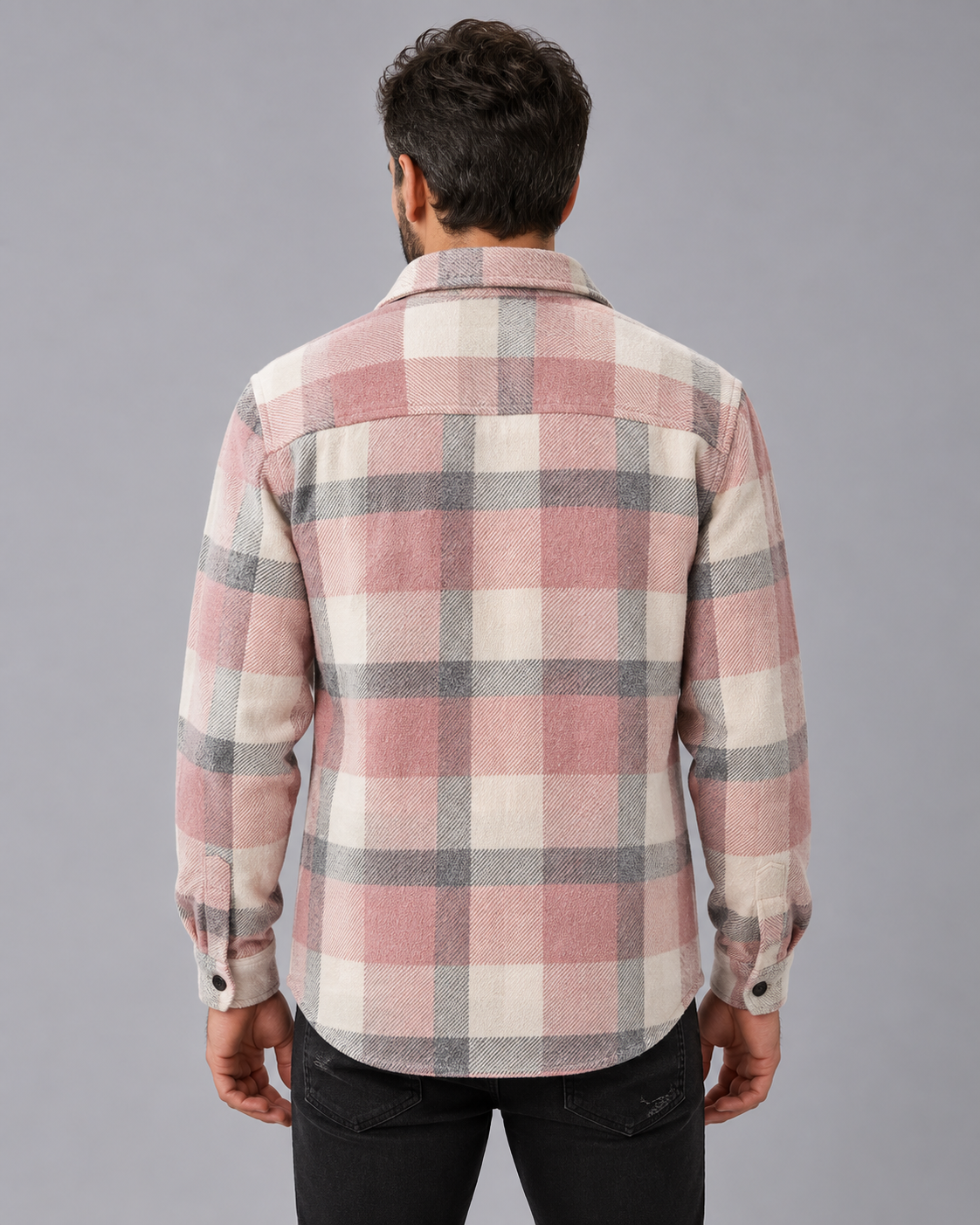 Men's Check Overshirt Jacket | Button-Through Shirt with Chest Pocket