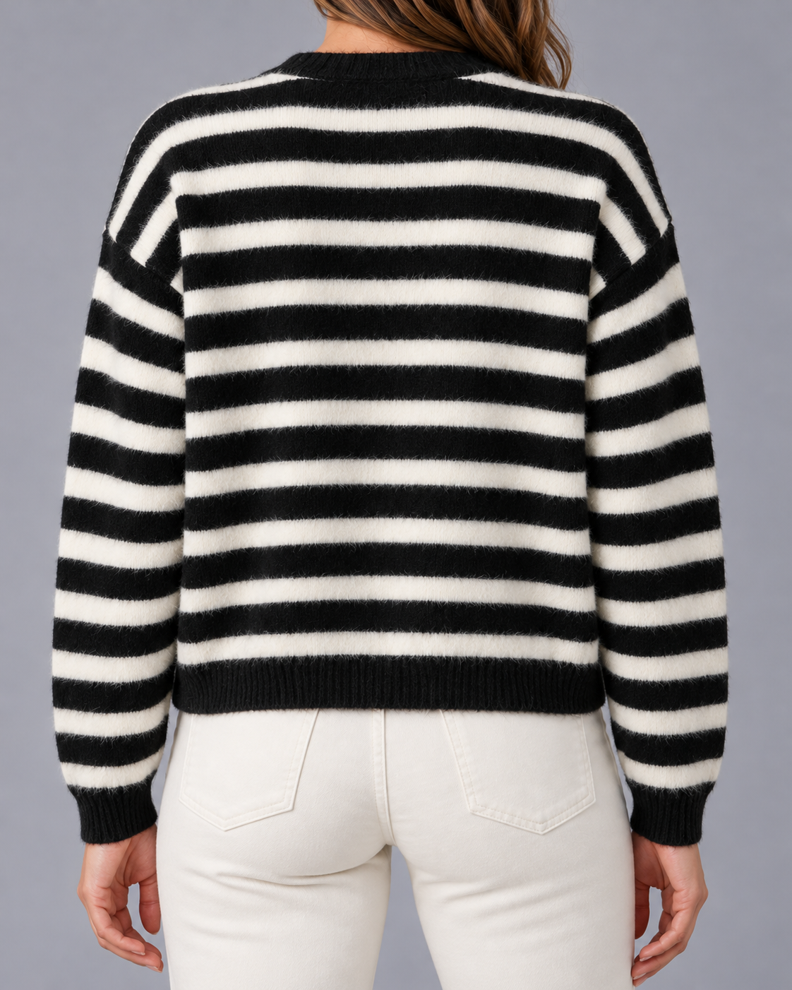 Women's Striped Button-Front Cardigan | Relaxed Knit