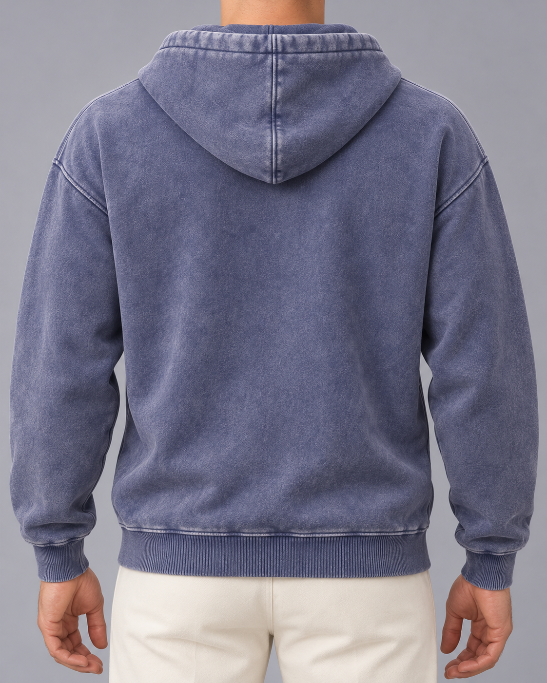 Men's Oversized Zip-Up Hoodie | Washed Fleece Full-Zip Sweatshirt