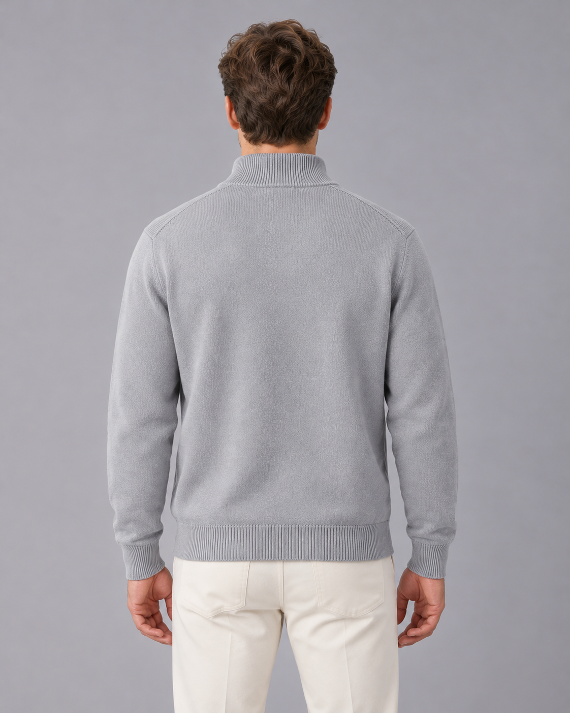Men's 100% Merino Wool Quarter Zip Jumper with High Collar
