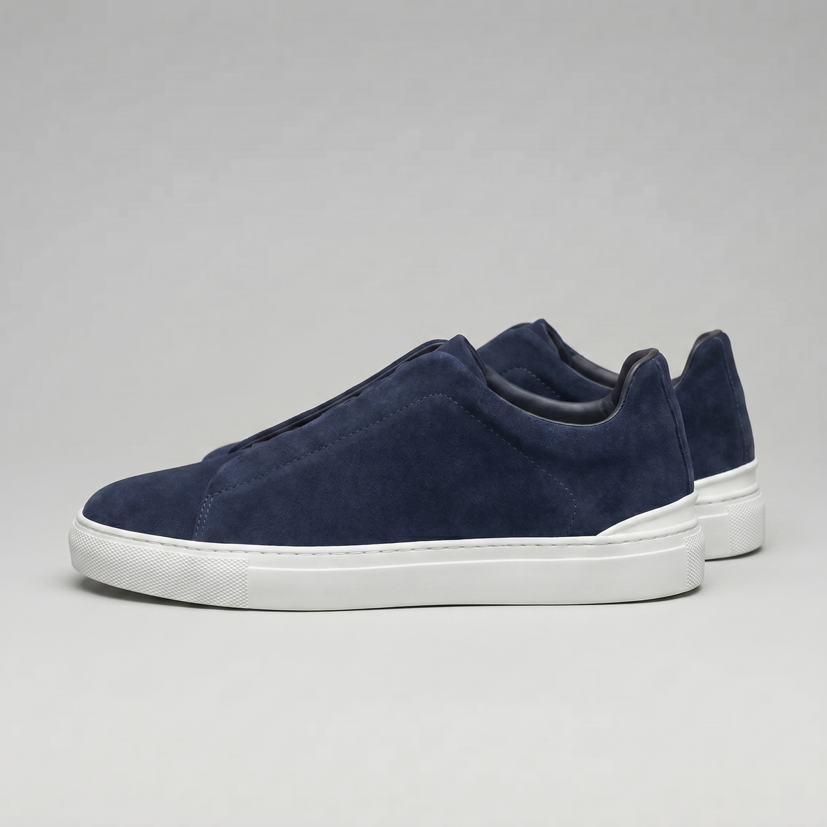 Men's Suede Low-Top Slip-On Trainers | Laceless Sneakers with Elastic Straps and Rubber Cupsole