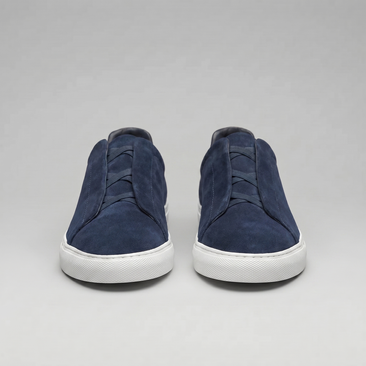 Men's Suede Low-Top Slip-On Trainers | Laceless Sneakers with Elastic Straps and Rubber Cupsole