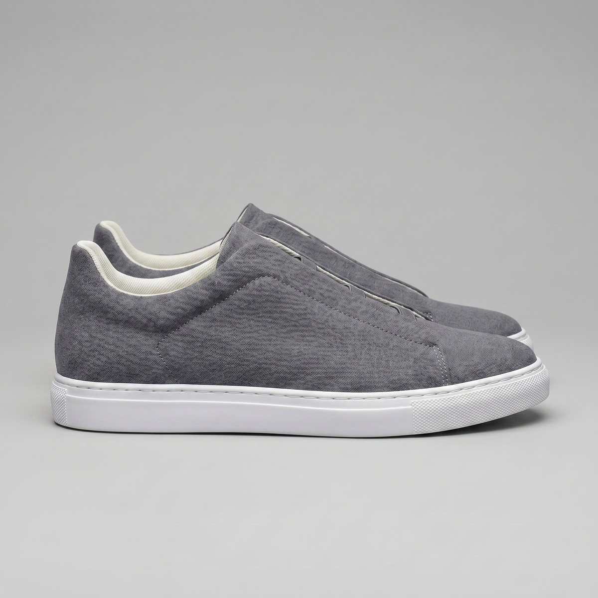 Men's Suede Low-Top Slip-On Trainers | Laceless Sneakers with Elastic Straps and Rubber Cupsole