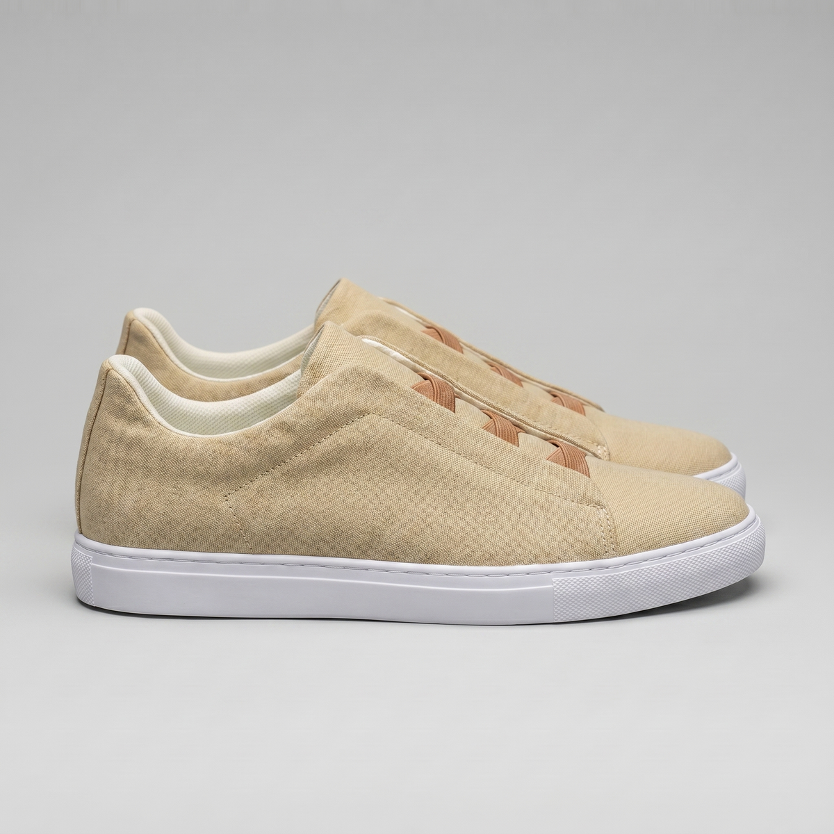 Men's Suede Low-Top Slip-On Trainers | Laceless Sneakers with Elastic Straps and Rubber Cupsole