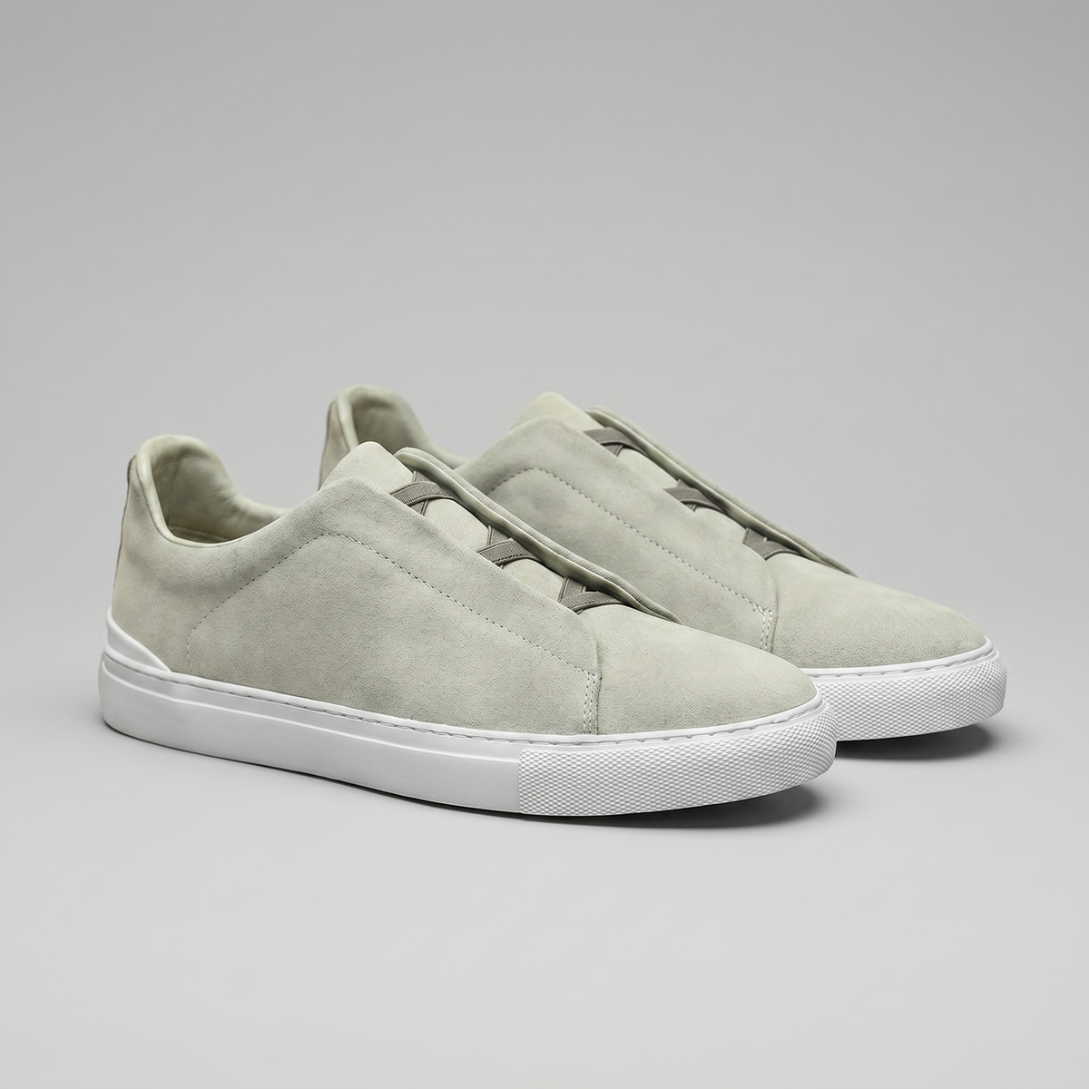 Men's Suede Low-Top Slip-On Trainers | Laceless Sneakers with Elastic Straps and Rubber Cupsole