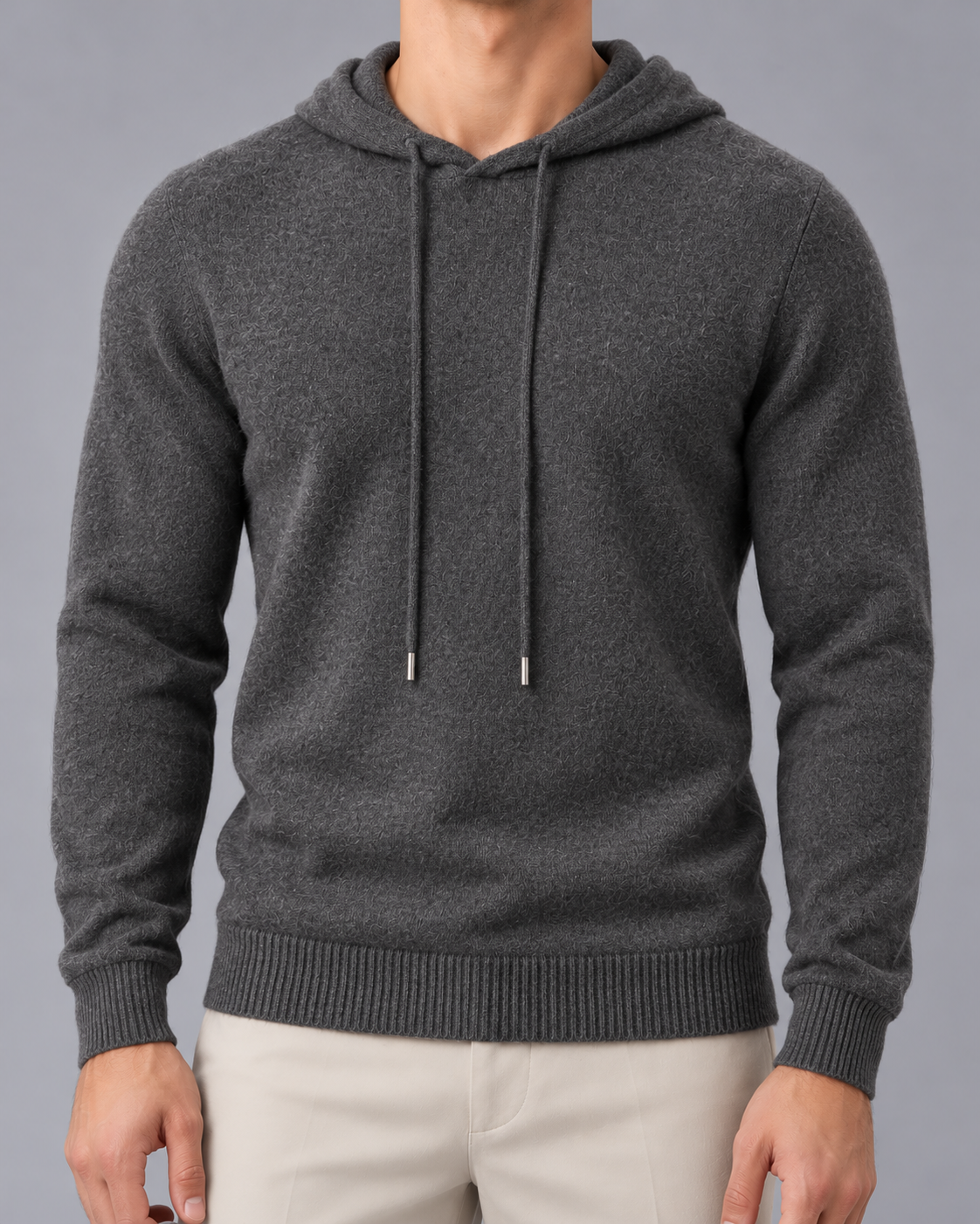 Men's Wool Knitted Hooded Jumper