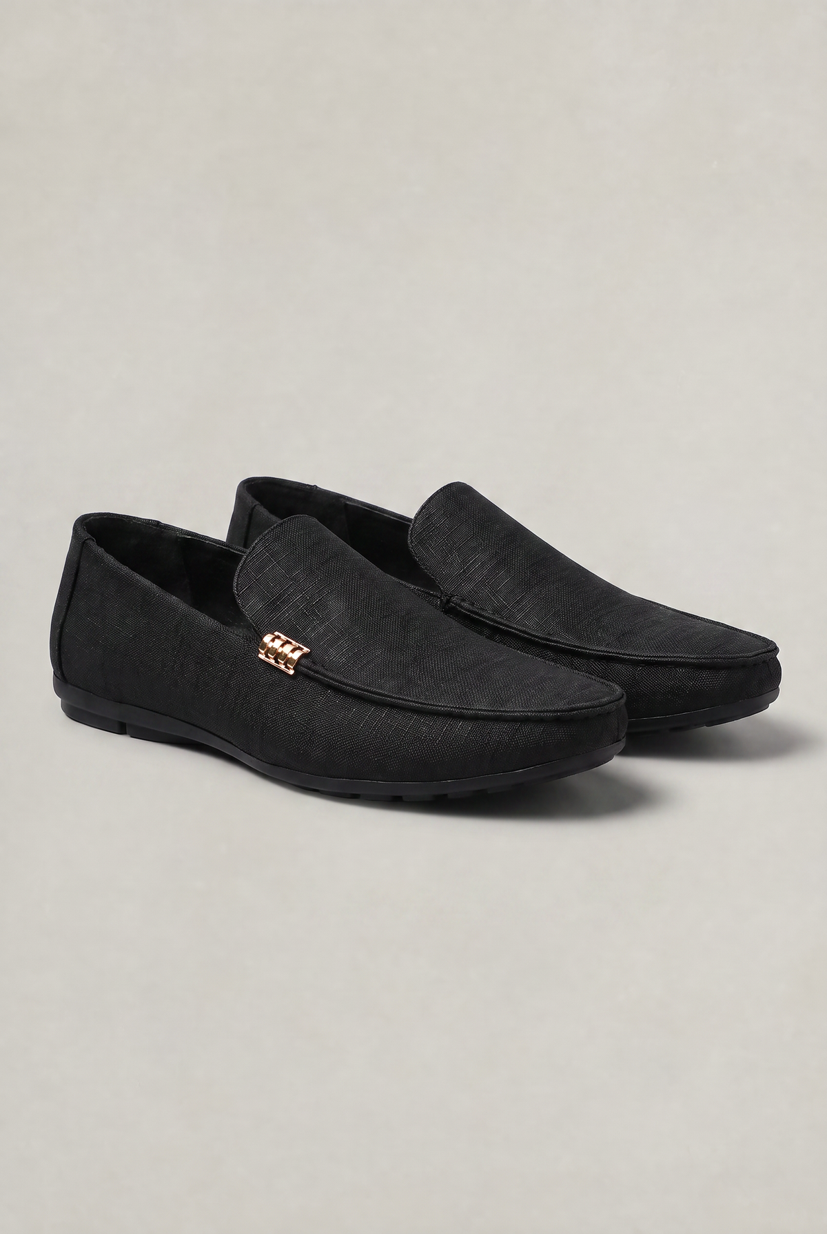 Men's Canvas Slip-On Loafers with Metal Detail