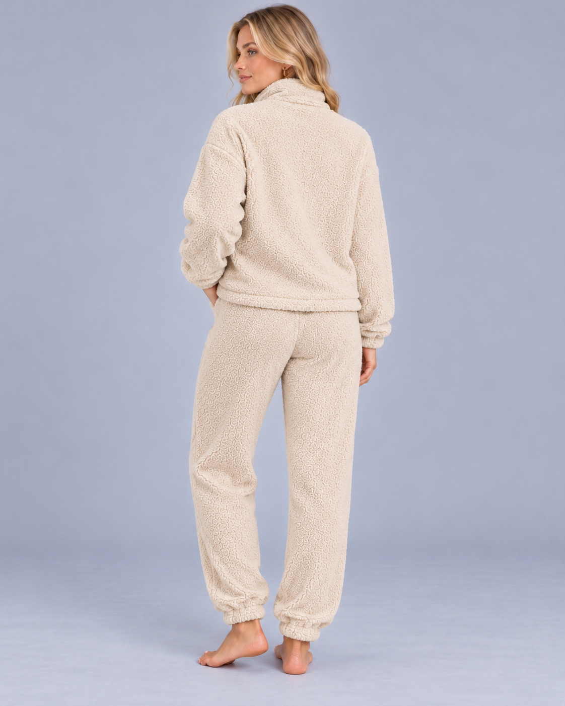 Women's Sherpa Fleece Zip-Up Loungewear Set