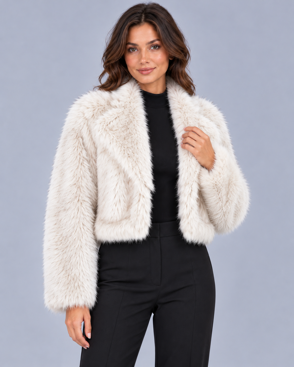 Women's Cropped Faux Fur Jacket