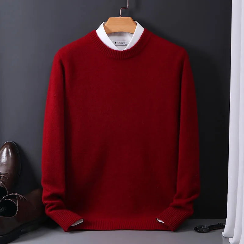 Men's Knitted Crew-Neck Jumper — Classic Pullover for Autumn & Winter