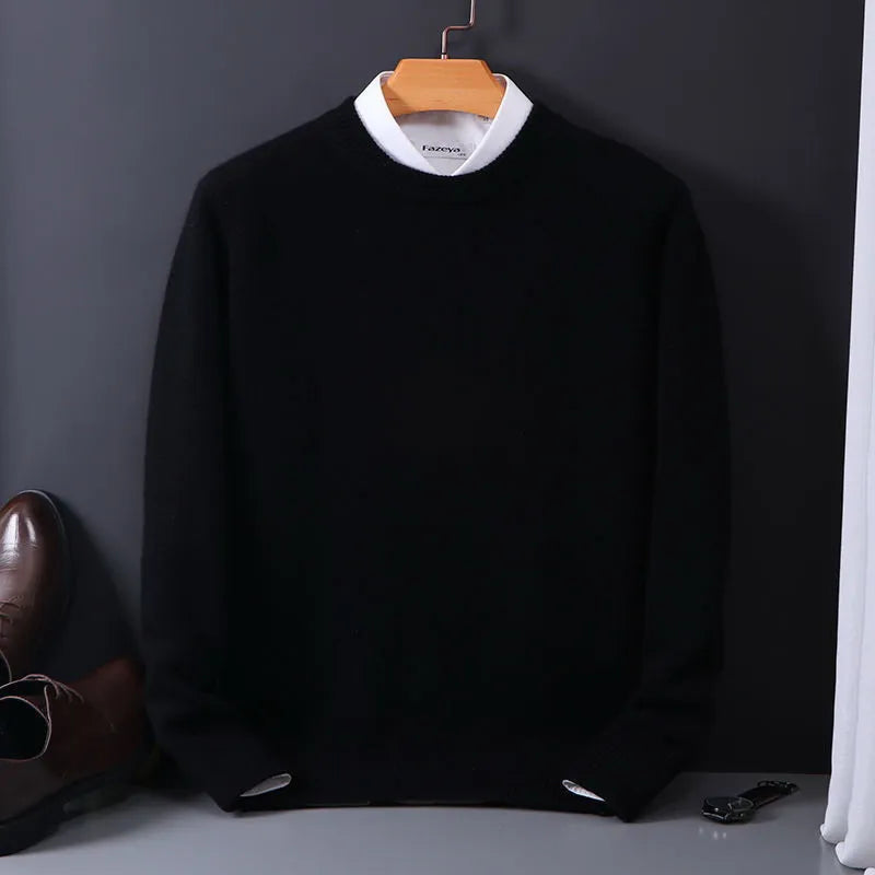 Men's Knitted Crew-Neck Jumper — Classic Pullover for Autumn & Winter