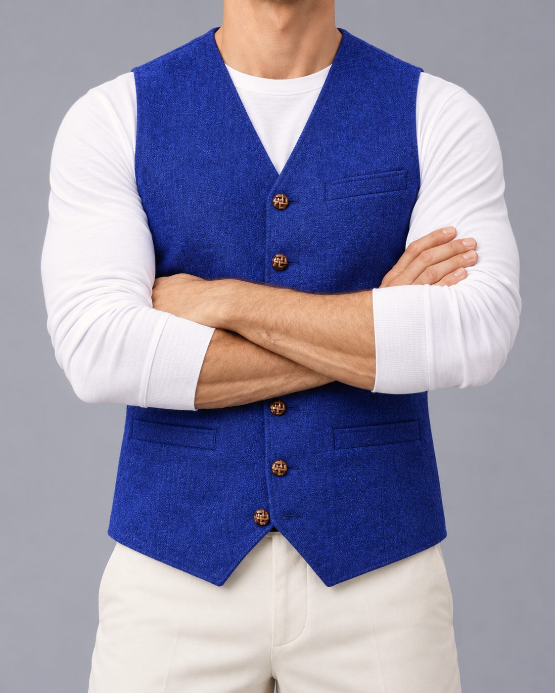 Men's Denim-Style Button-Up Waistcoat