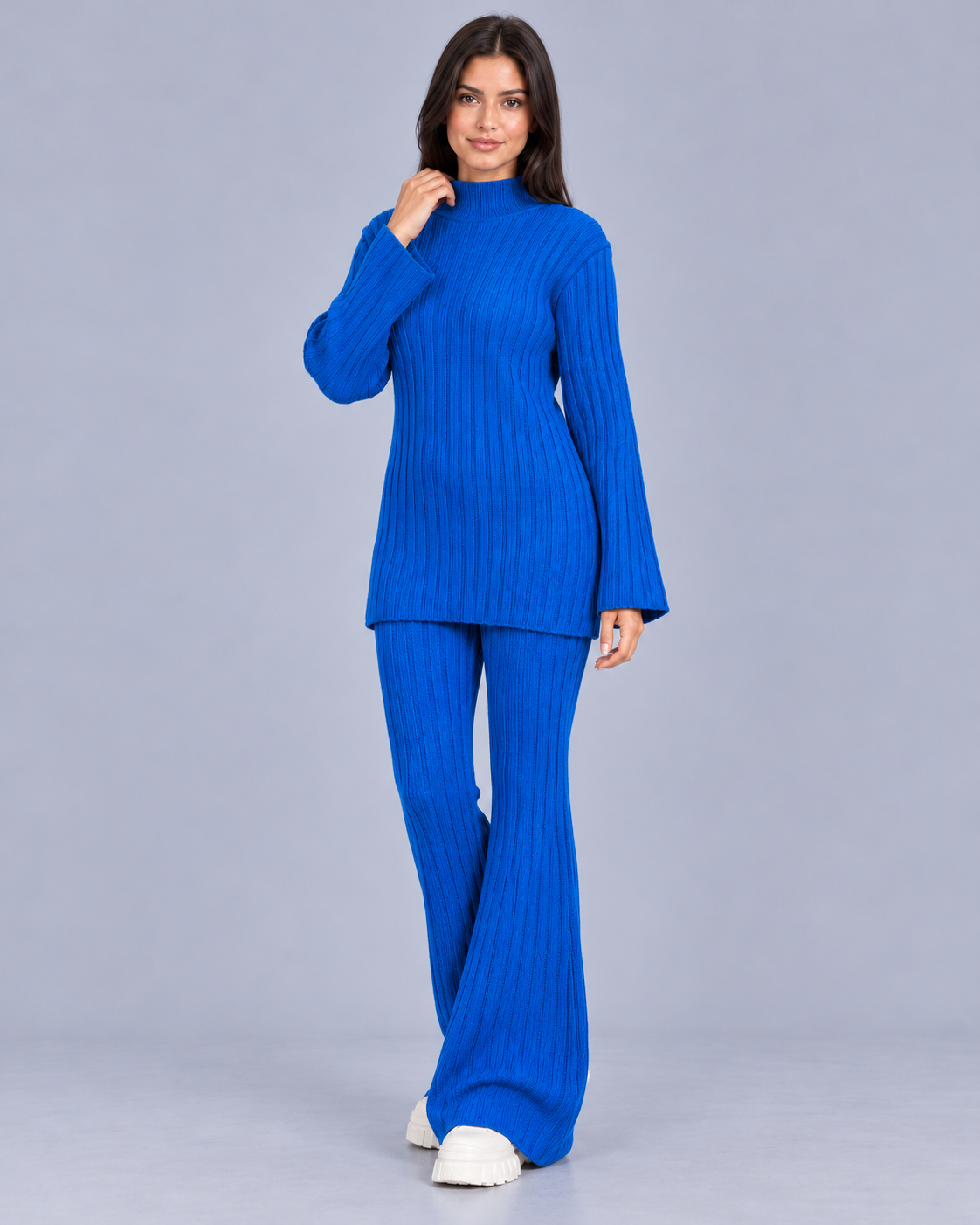 Women's Ribbed Knit Co-Ord Trouser Set