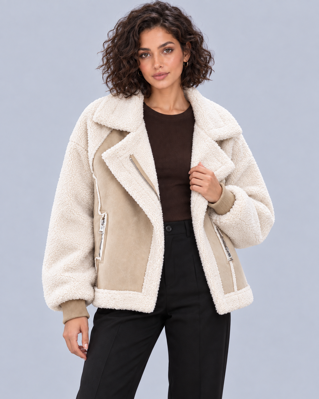 Women's Sherpa Aviator Jacket | Plush-Lined Winter Coat