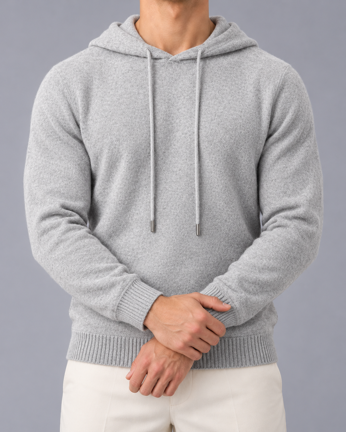 Men's Wool Knitted Hooded Jumper