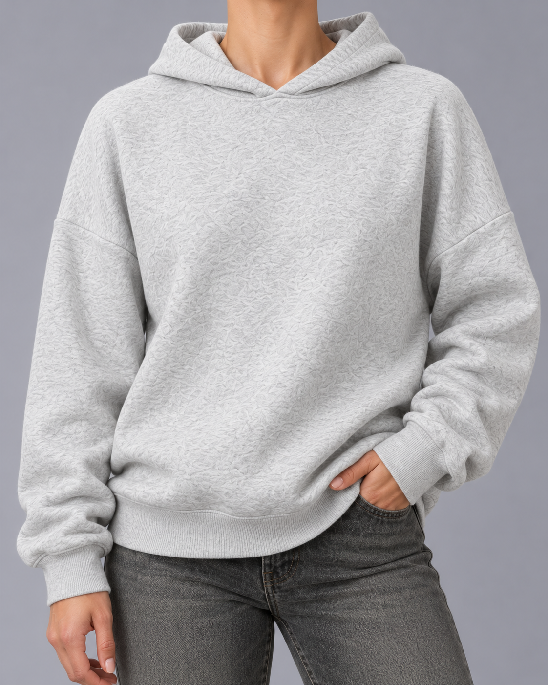 Women's Cotton Blend Fleece Hoodie with Dropped Shoulders