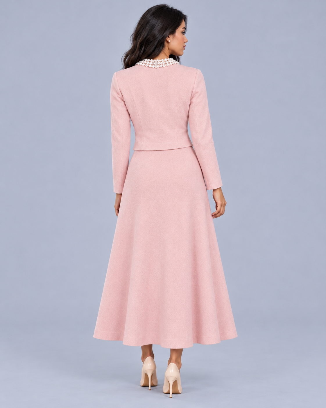 Women's Pearl Collar Midi Co-Ord Set