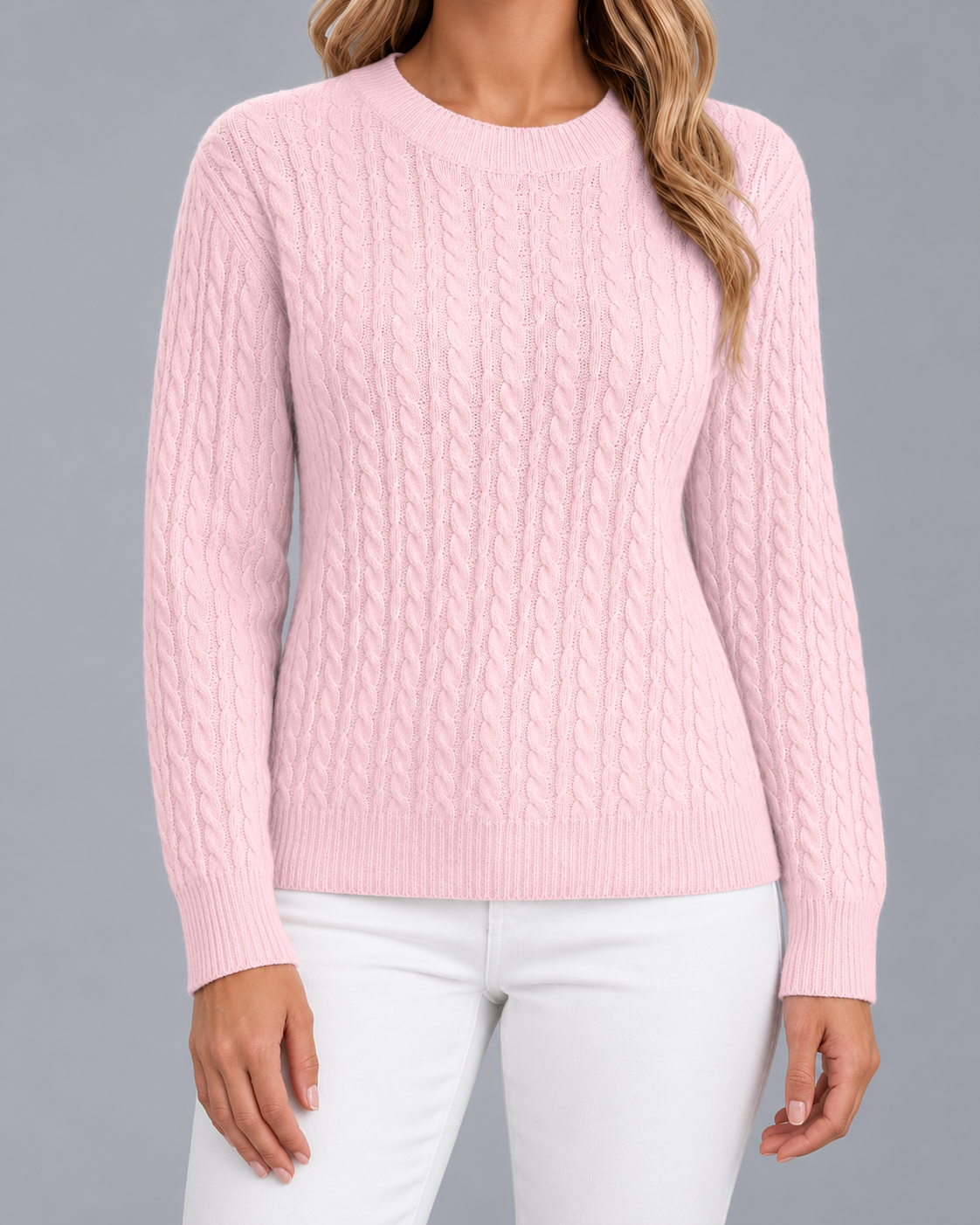 Women's Cable Knit Crew Neck Jumper