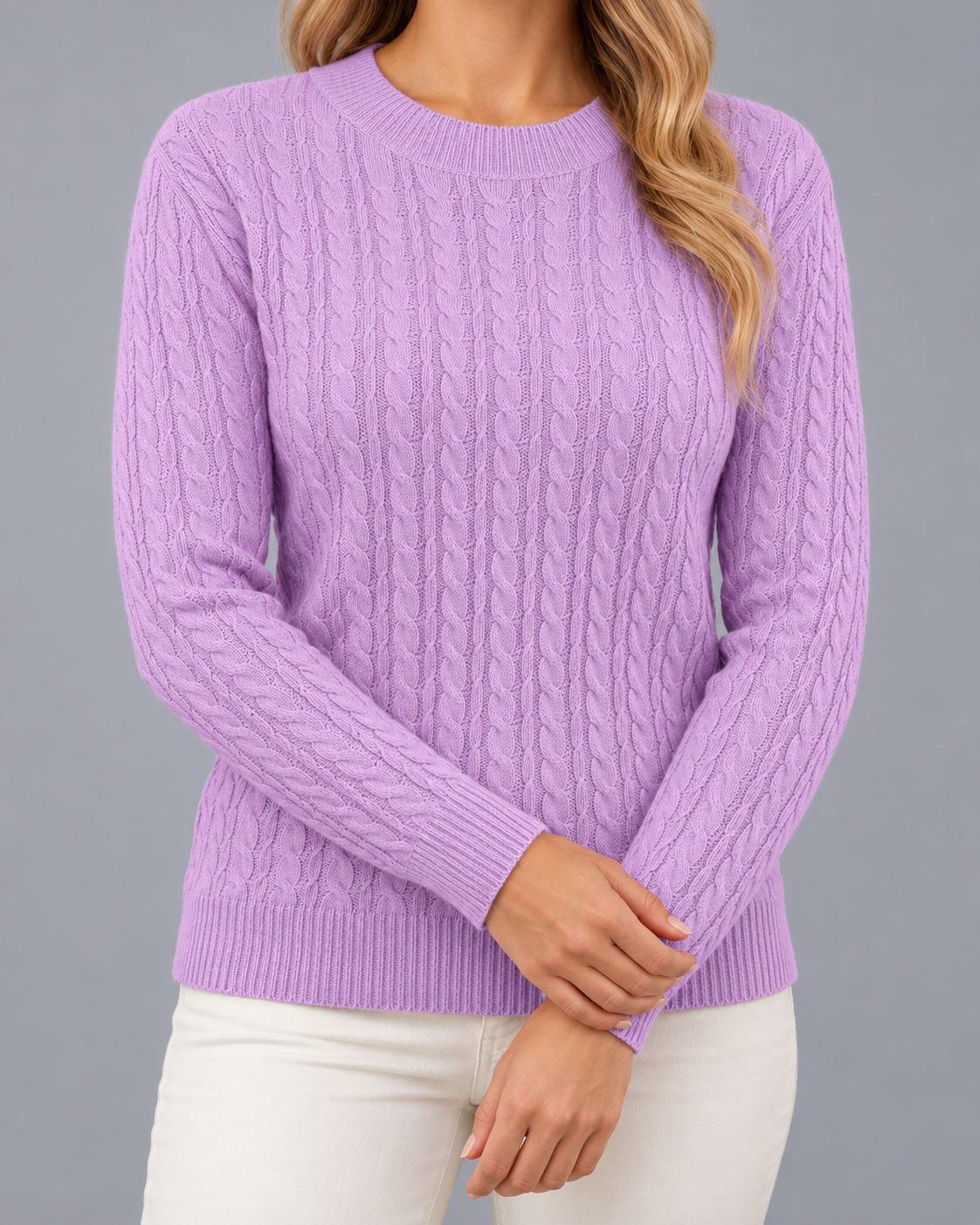 Women's Cable Knit Crew Neck Jumper
