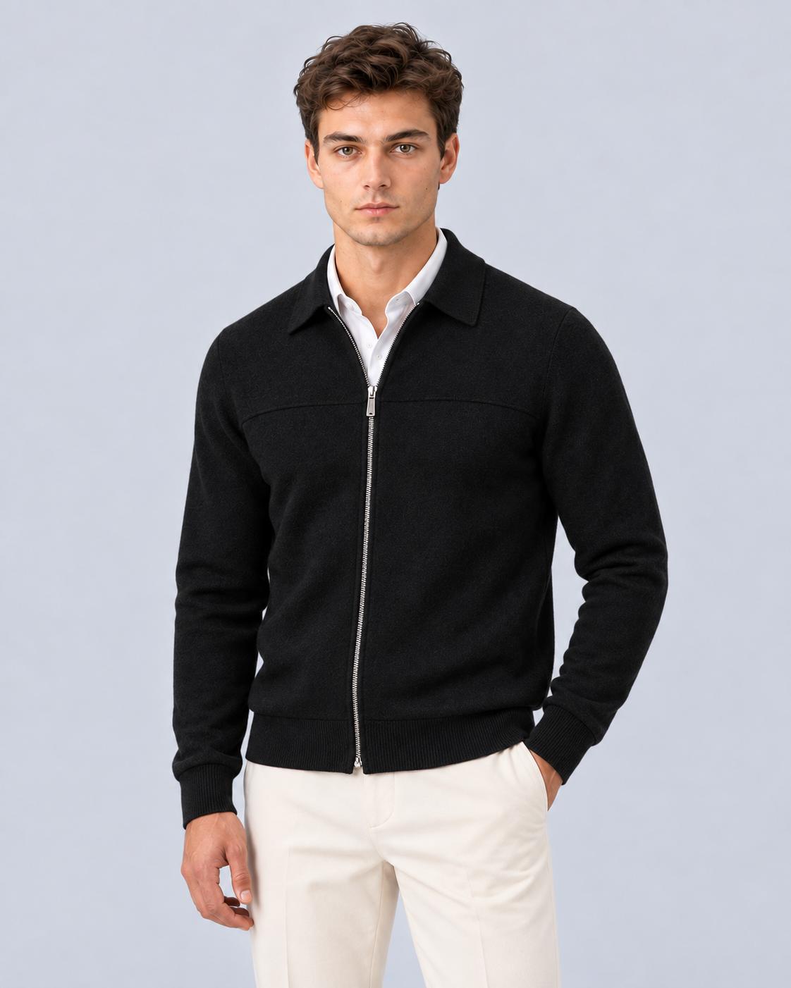 Men's Full-Zip Knitted Cardigan | Tailored Fit Sweater
