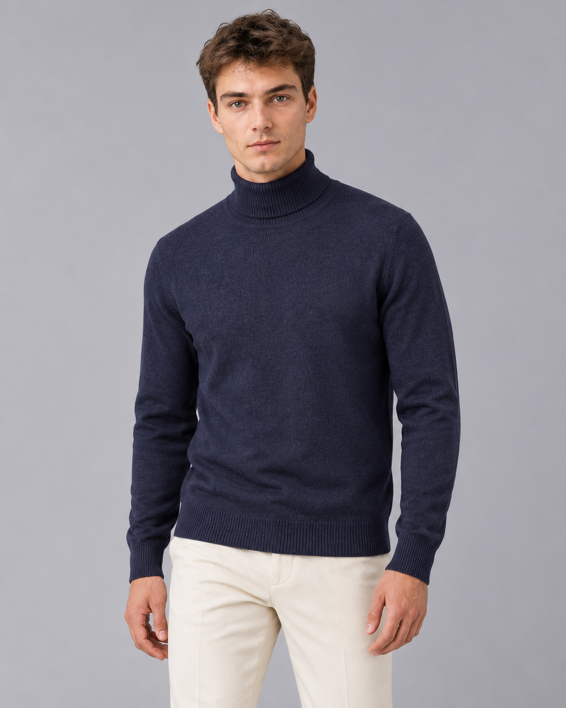 Men's Merino Wool Roll Neck Jumper
