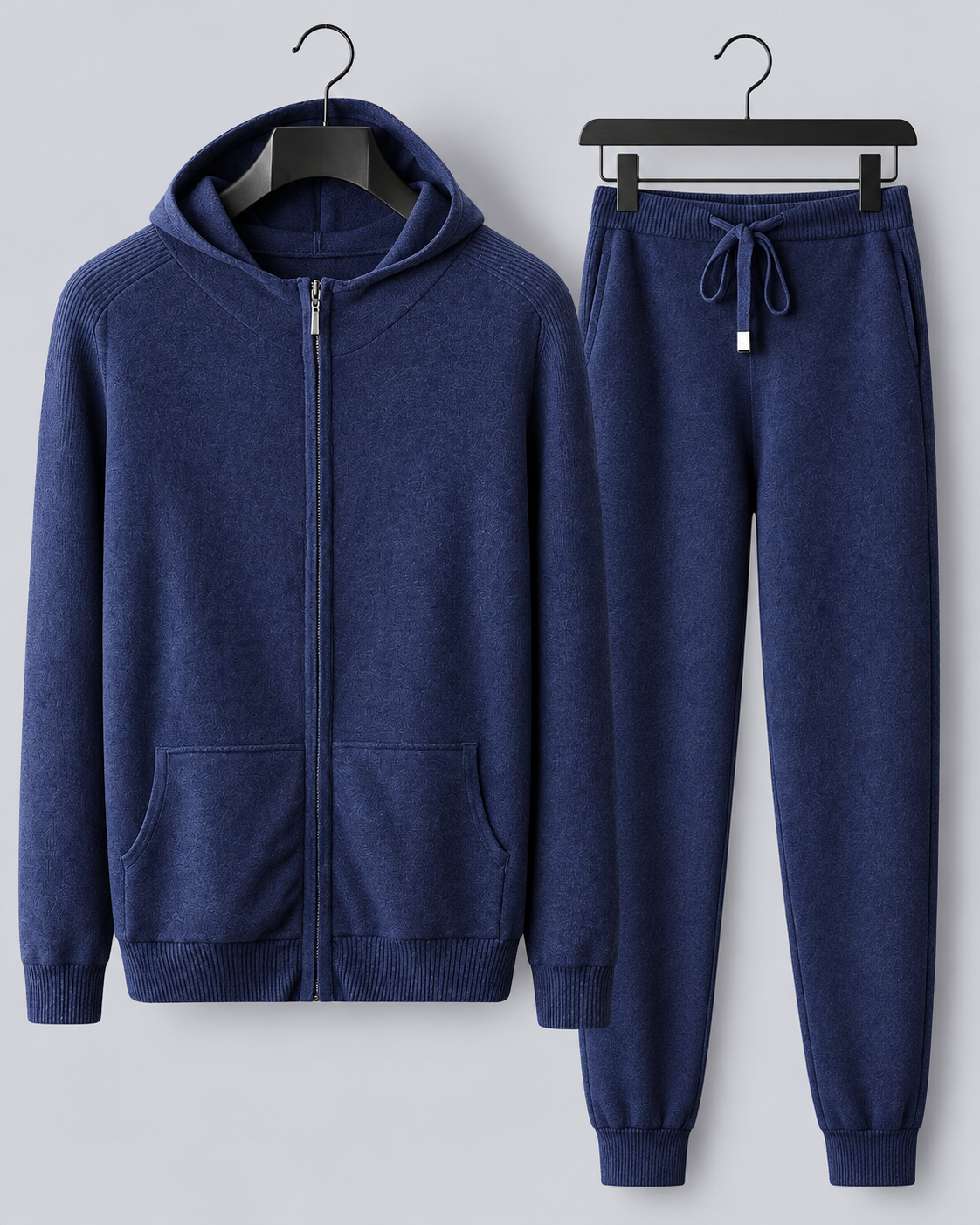 Men's 100% Cashmere Tracksuit Set with Zip-Up Hoodie and Cuffed Joggers