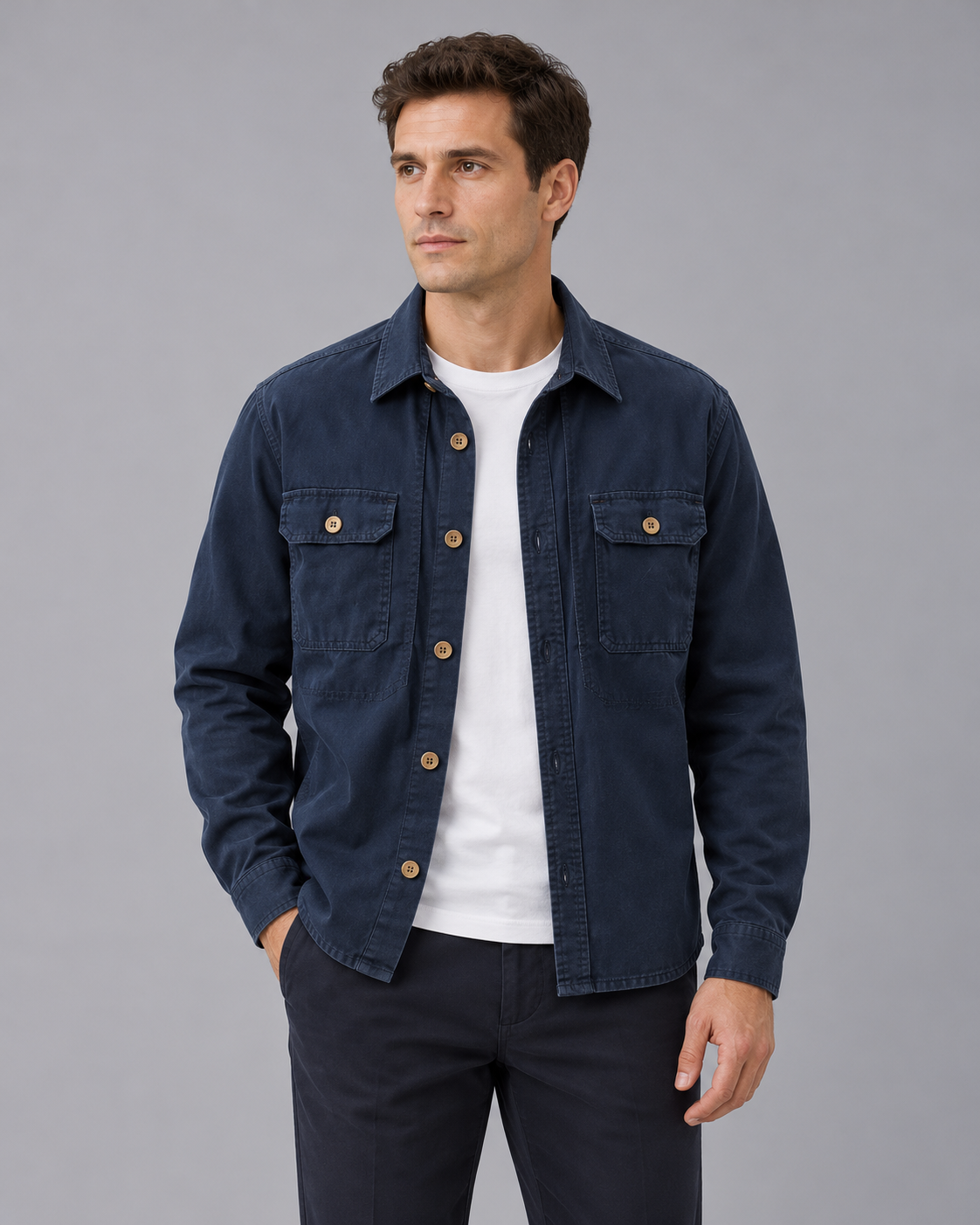 Men's Utility Overshirt with Flap Pockets