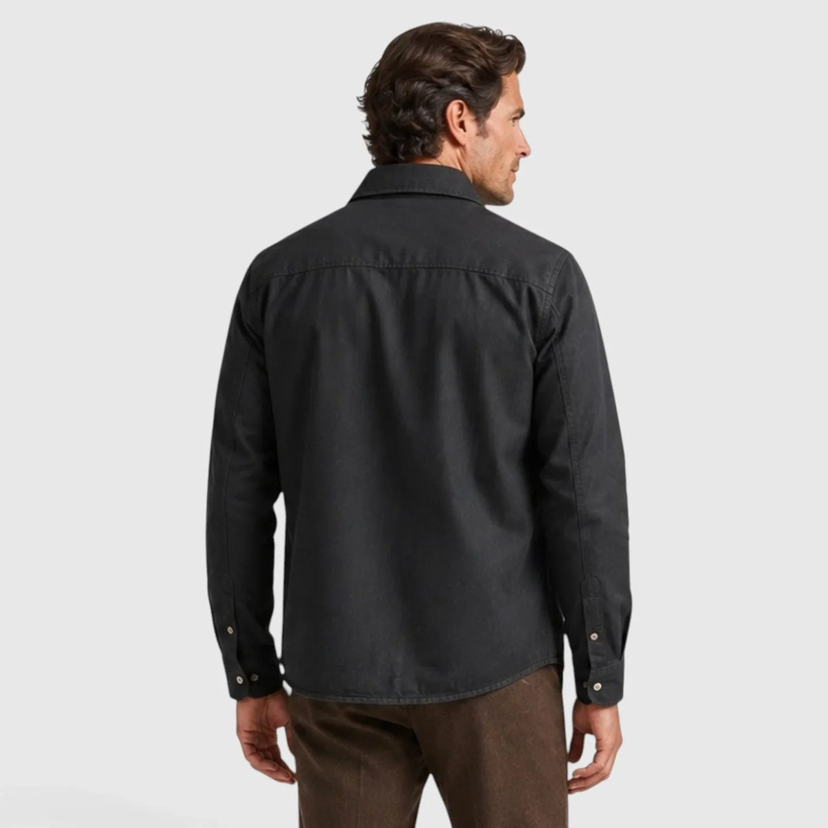 Men's Brushed Cotton Overshirt Jacket | Plaid Lining with Regular Fit