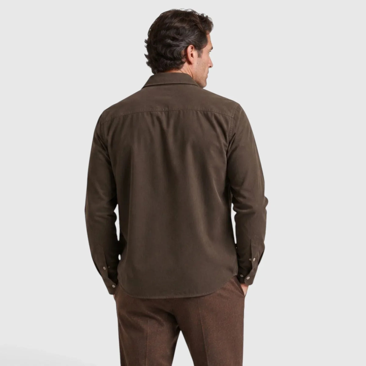 Men's Brushed Cotton Overshirt Jacket | Plaid Lining with Regular Fit