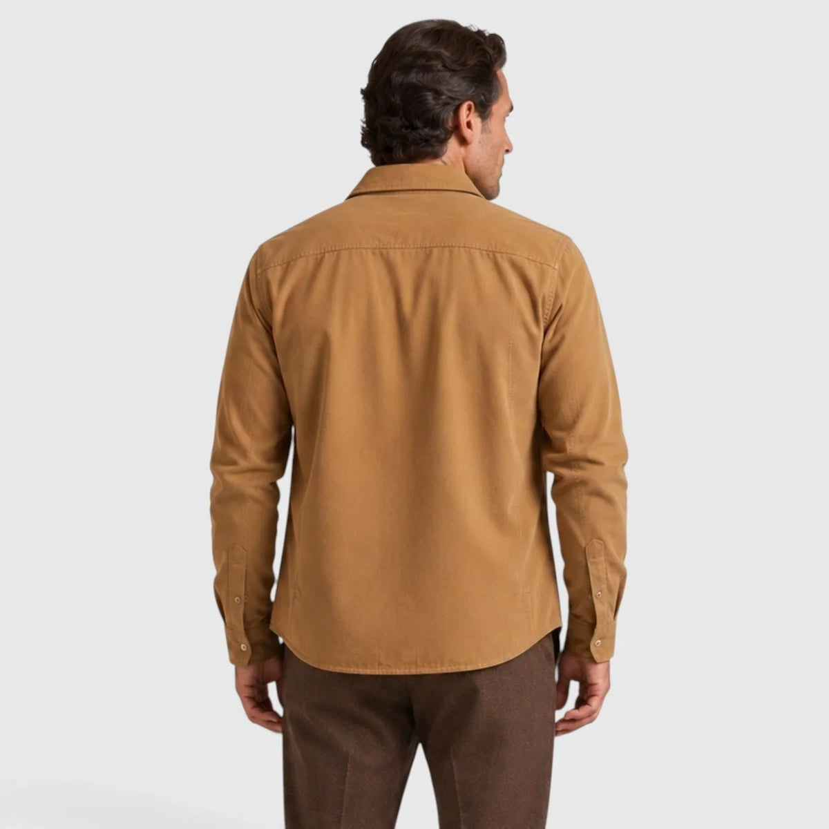 Men's Brushed Cotton Overshirt Jacket | Plaid Lining with Regular Fit